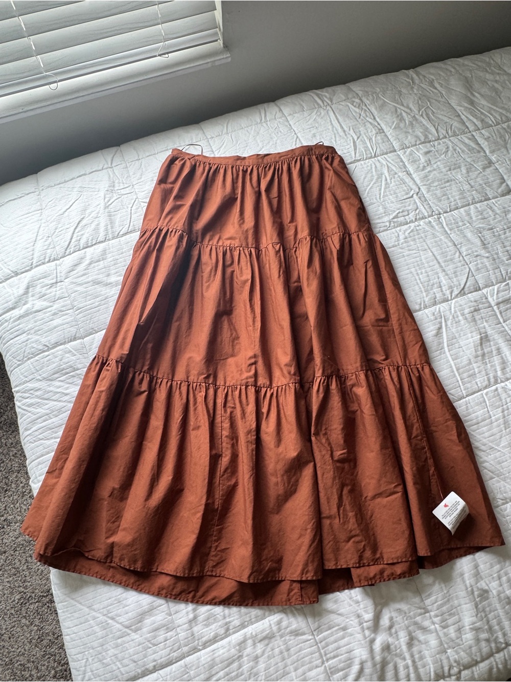 ASOS Design Curve brown tiered boho prairie maxi skirt with pockets size 16 - Picture 2 of 8